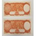 AUSTRALIA 1952 . TEN 10  SHILLINGS BANKNOTE . CONSECUTIVE PAIR . VERY SCARCE